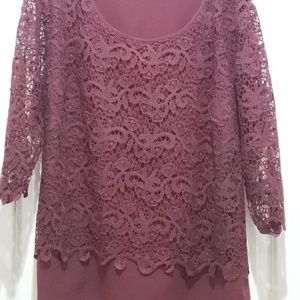 Burgundy Lace Blouse 2x